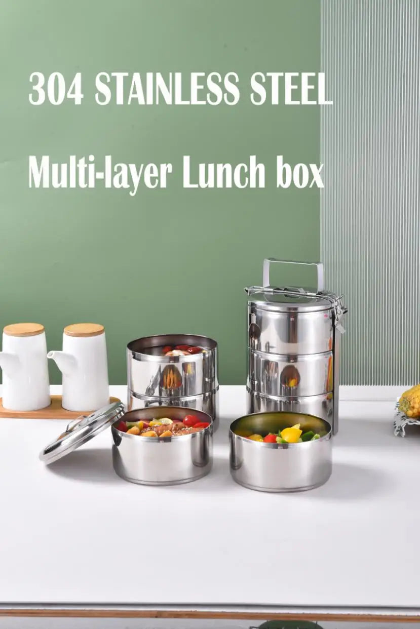 New Design 304 Stainless Steel Kids Student Bento Lunch Box Lunch Tiffin Box Heatable Freshness Preservation Features Teenagers