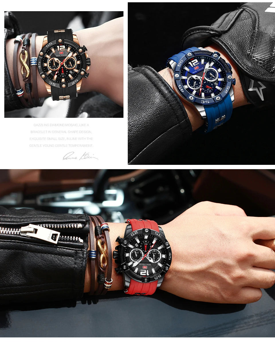 Mini Focus MF0349G MF 0349 Quartz Movement Wristwatch Waterproof Chronograph Luminous Hands Fashion Style Watch for Men Relojes