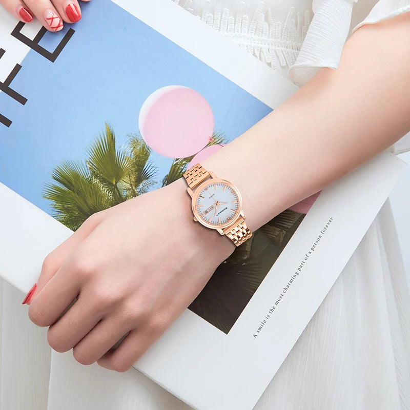 WINDOWSTIME Lady Quartz Watch Classic Luxury Stainless Steel Business Design Simple Style Alloy Case Pointer Dial OEM Watch