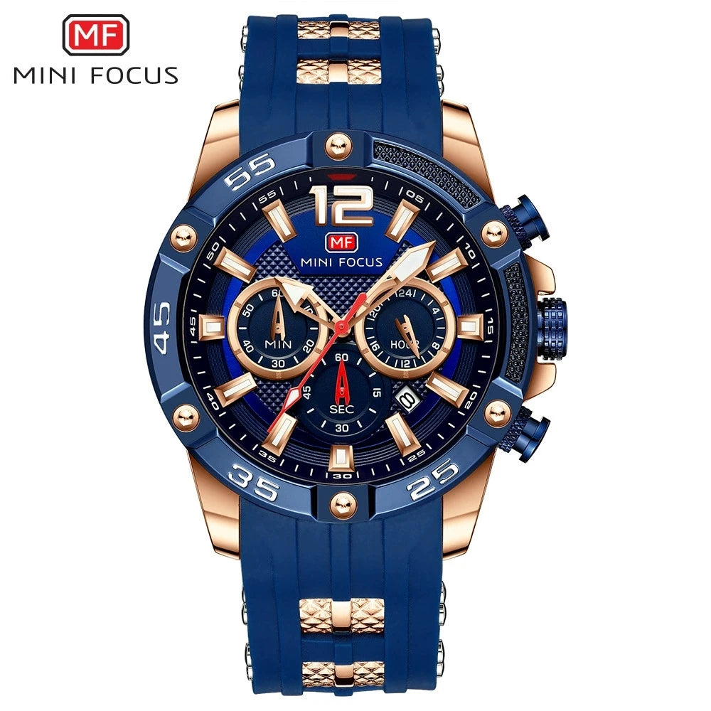 Mini Focus MF0349G MF 0349 Quartz Movement Wristwatch Waterproof Chronograph Luminous Hands Fashion Style Watch for Men Relojes