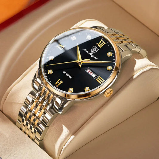 POEDAGAR Watch for Men 856 Minimalist Alloy Quartz Watches Waterproof Luminous Mens Wristwatch Clock Montre Homme Custom Watches
