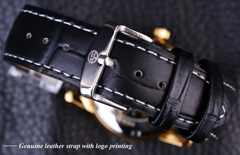 2023 Forsining Hollow Engraving  Casual Designer Black Golden Case Gear Bezel Watches Men Luxury Brand Automatic