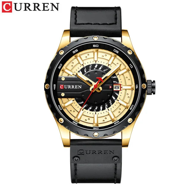 CURREN 8374 Watches Mens Top Fashion Gift Leather Casual Quartz Men's Watch Calendar Luminous Hand Men Wristwatch Relojes Hombre