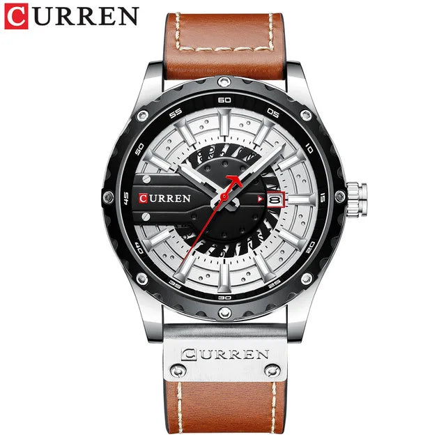 CURREN 8374 Watches Mens Top Fashion Gift Leather Casual Quartz Men's Watch Calendar Luminous Hand Men Wristwatch Relojes Hombre