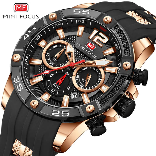 Mini Focus MF0349G MF 0349 Quartz Movement Wristwatch Waterproof Chronograph Luminous Hands Fashion Style Watch for Men Relojes