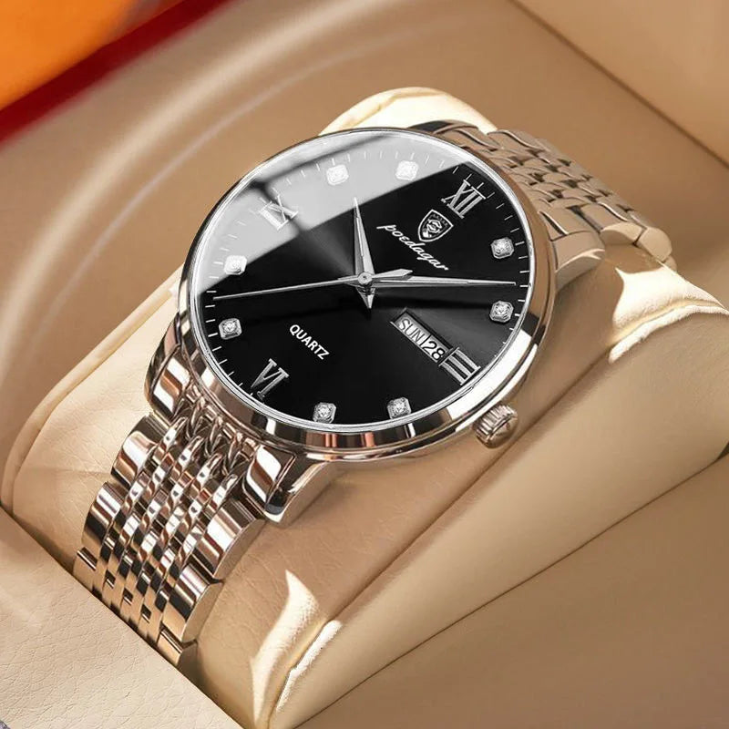 POEDAGAR Watch for Men 856 Minimalist Alloy Quartz Watches Waterproof Luminous Mens Wristwatch Clock Montre Homme Custom Watches
