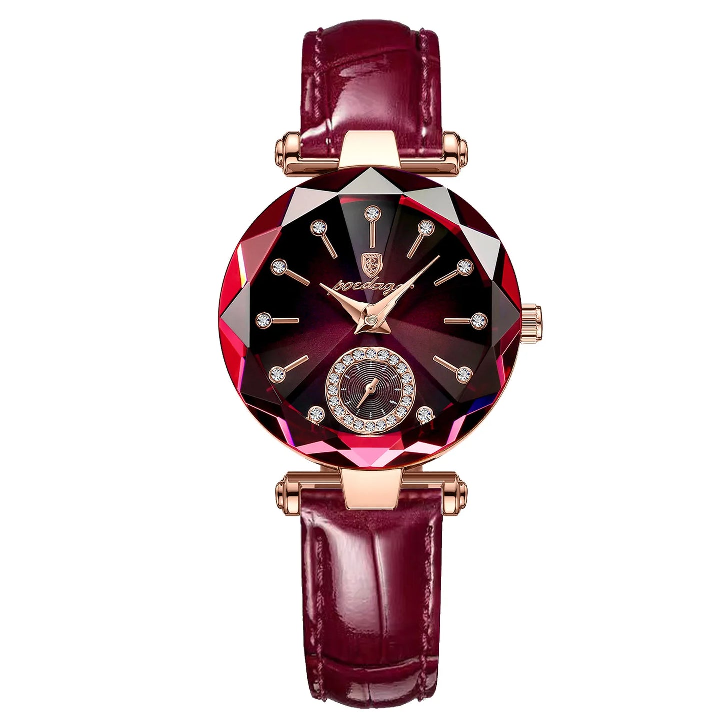 POEDAGAR 719 Women's Business Watch Quartz Leather Strap Starry Dial Luxury Diamond Watches for Women Fashion Lady Wristwatch