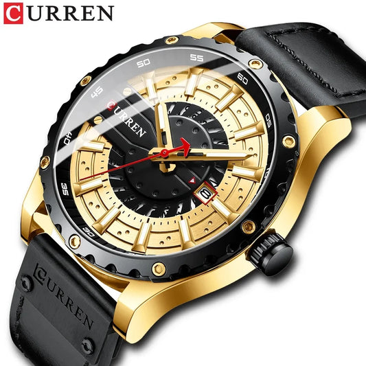 CURREN 8374 Watches Mens Top Fashion Gift Leather Casual Quartz Men's Watch Calendar Luminous Hand Men Wristwatch Relojes Hombre