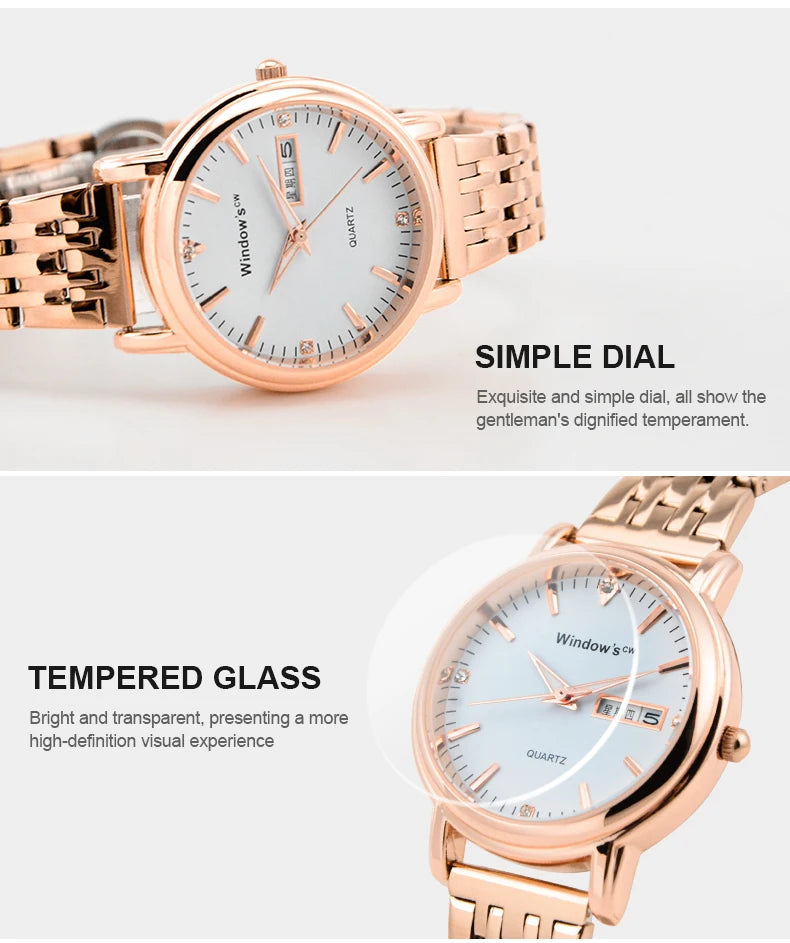 WINDOWSTIME Lady Quartz Watch Classic Luxury Stainless Steel Business Design Simple Style Alloy Case Pointer Dial OEM Watch