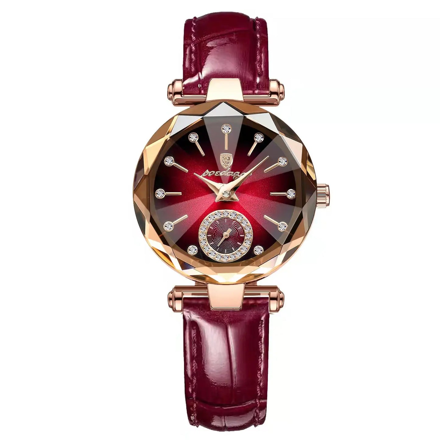 POEDAGAR 719 Women's Business Watch Quartz Leather Strap Starry Dial Luxury Diamond Watches for Women Fashion Lady Wristwatch
