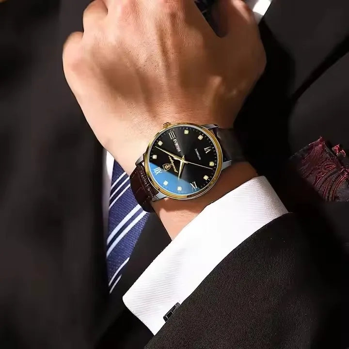 Poedagar 856 New Luxury Casual Business Male Watches Relogio Masculino Date Week Waterproof Luminous Leather Dress Men's Watch