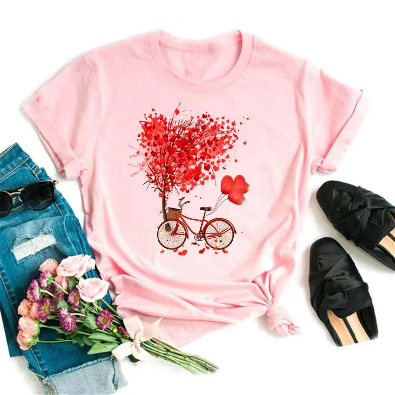 Fashion Red Poppy Women T Shirt Funny Black Printed Tops Tee Female Short Sleeve Tshirt Harajuku Tee Shirts 90s Girls T-shirts