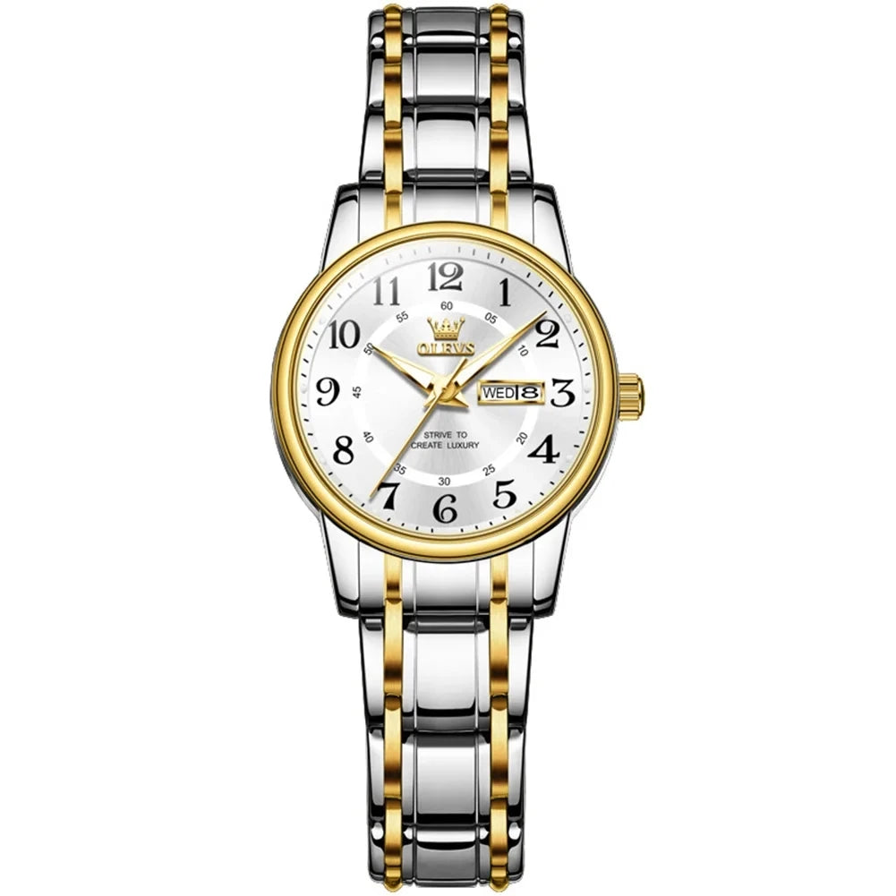 OLEVS 2891 New Fashion Quartz Watch for Men Waterproof Luminous Dual Calendar Men's Watches Original Man Wristwatch