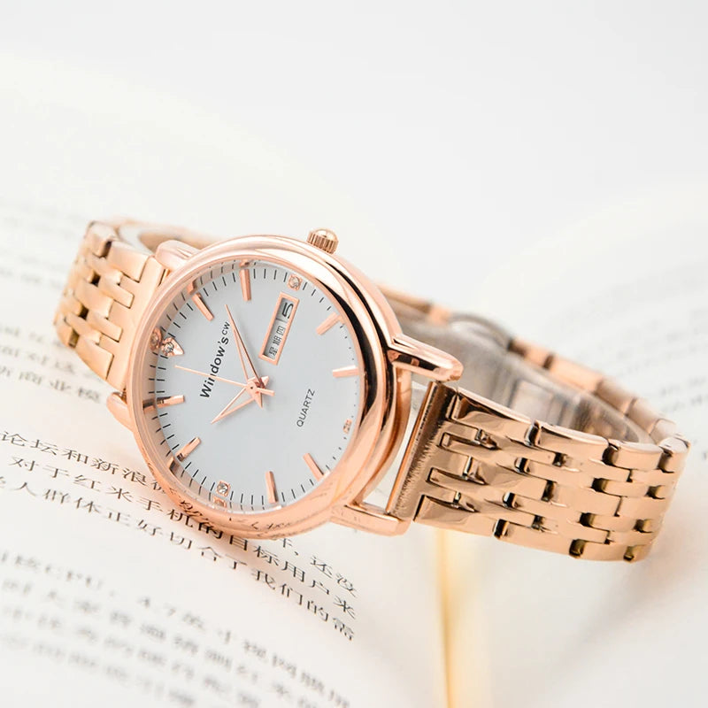WINDOWSTIME Lady Quartz Watch Classic Luxury Stainless Steel Business Design Simple Style Alloy Case Pointer Dial OEM Watch