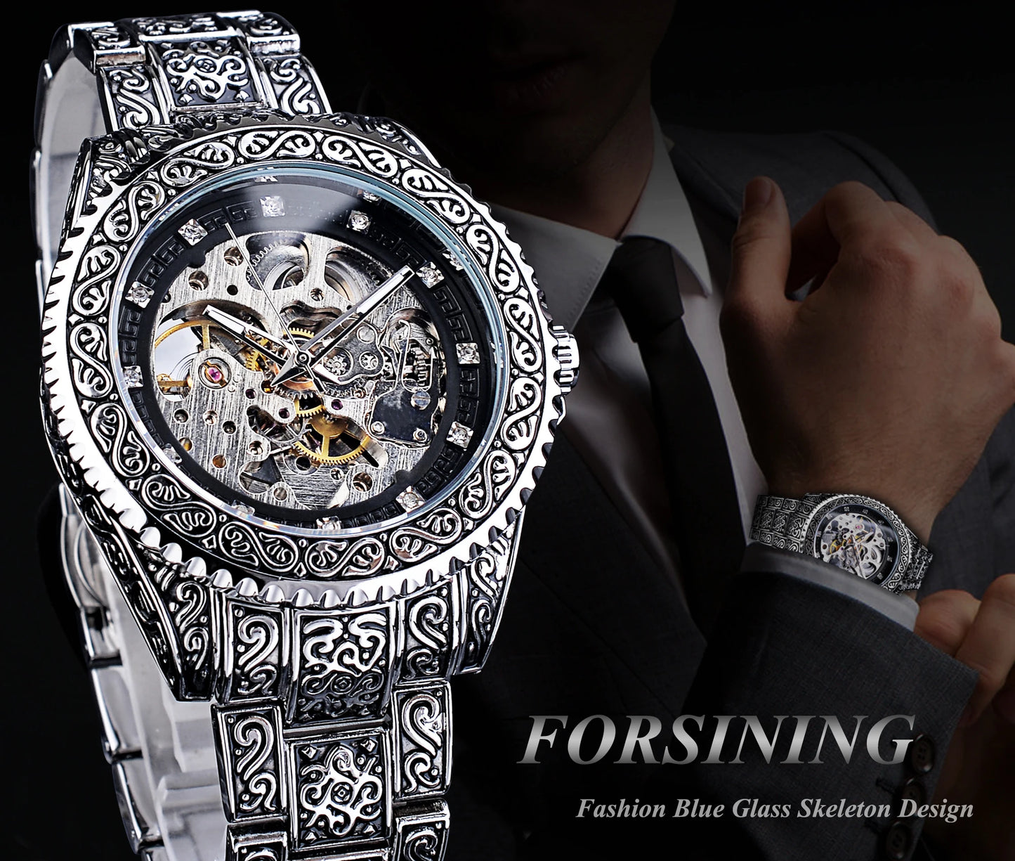 2022 Forsining New Arrive Men Mechanical Watch Fashion Luminous Diamond Automatic Watches Luxury Wristwatches Relogio Masculino