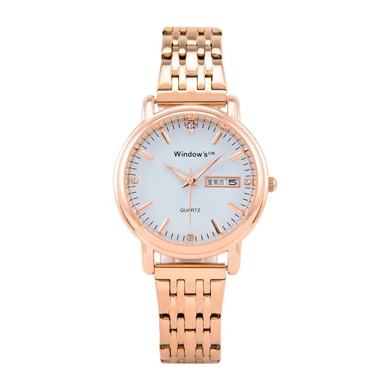 WINDOWSTIME Lady Quartz Watch Classic Luxury Stainless Steel Business Design Simple Style Alloy Case Pointer Dial OEM Watch