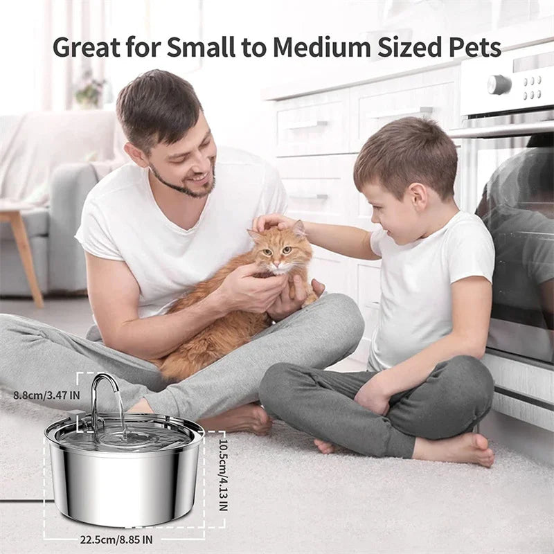 Cat Water Fountain 3.2L Upgraded Stainless Steel Pet Water Fountain Automatic Cat Drinking Water Bowl Dispenser