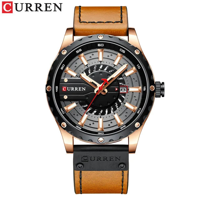 CURREN 8374 Watches Mens Top Fashion Gift Leather Casual Quartz Men's Watch Calendar Luminous Hand Men Wristwatch Relojes Hombre