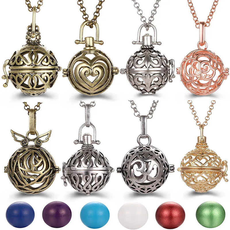 Mexico Chime Music Angel Ball Caller Locket Necklace Vintage Pregnancy Necklace Aromatherapy Essential Oil Diffuser Accessories