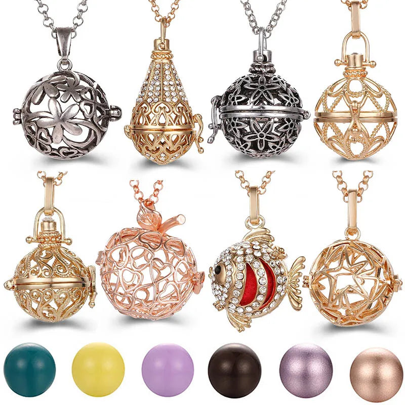 Mexico Chime Music Angel Ball Caller Locket Necklace Vintage Pregnancy Necklace Aromatherapy Essential Oil Diffuser Accessories