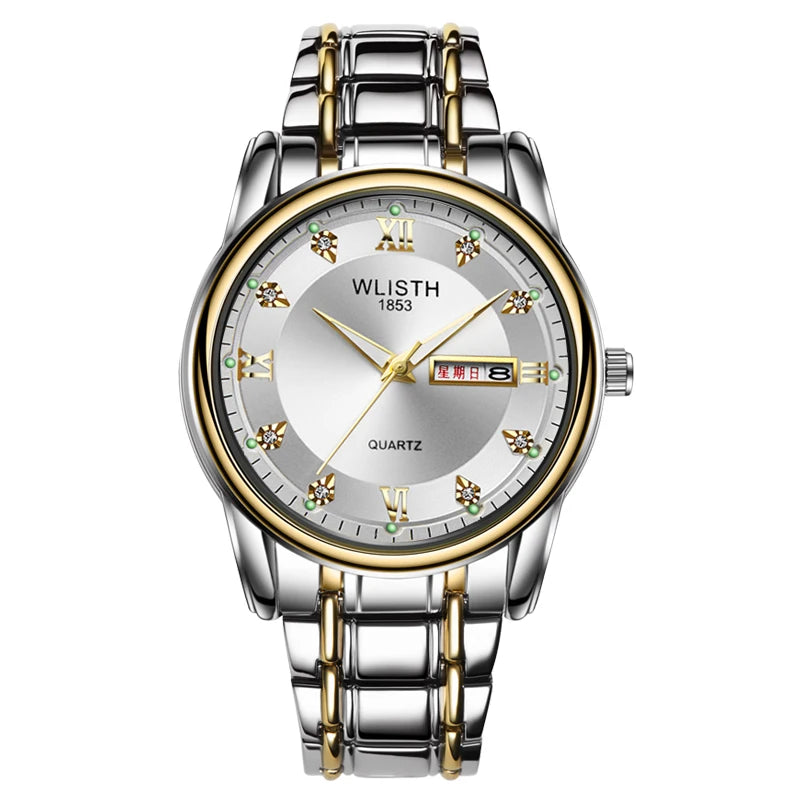 Hot Fashion Men's Watch Waterproof Luminous Steel Belt Non-mechanical Double Calendar Quartz Watch Business Domineering Watch