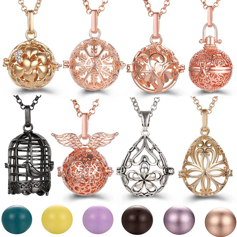 Mexico Chime Music Angel Ball Caller Locket Necklace Vintage Pregnancy Necklace Aromatherapy Essential Oil Diffuser Accessories