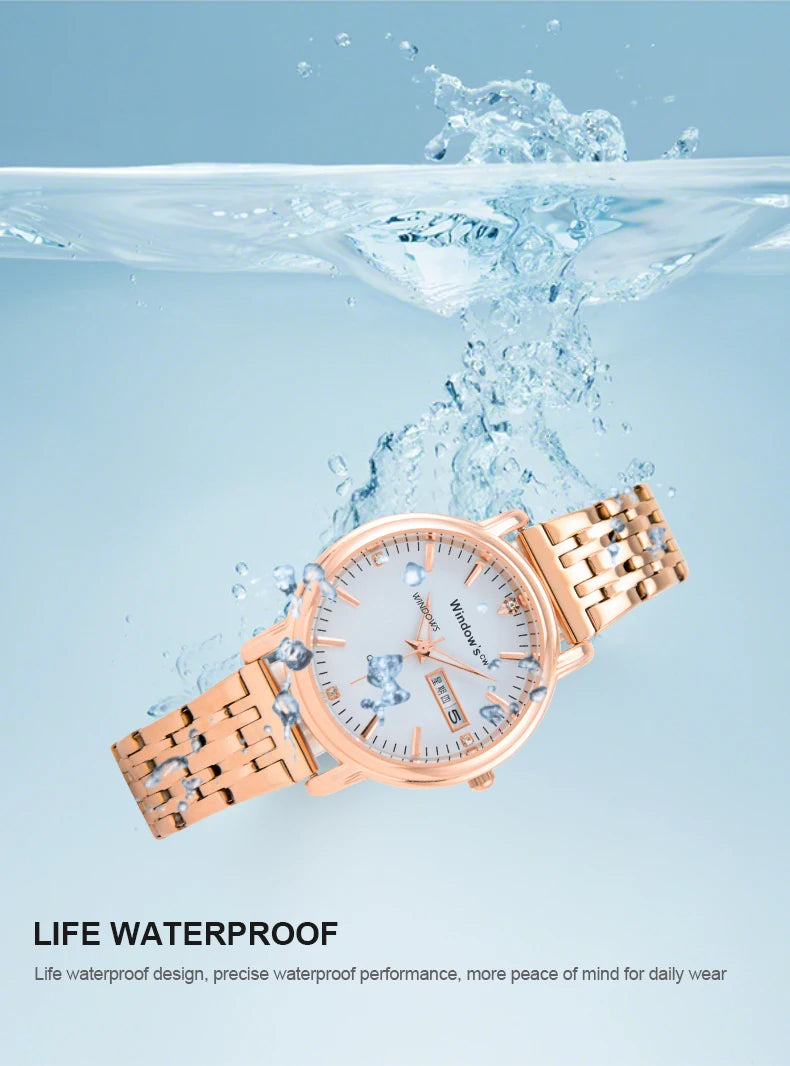 WINDOWSTIME Lady Quartz Watch Classic Luxury Stainless Steel Business Design Simple Style Alloy Case Pointer Dial OEM Watch