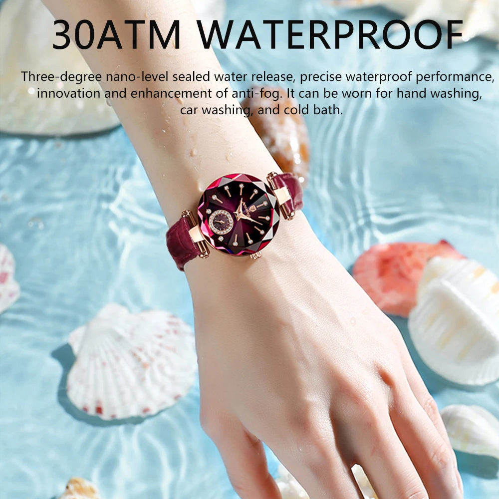 POEDAGAR 719Women Watch Fashion Leather Quartz Watch Waterproof Rose Gold Top Brand Luxury Quality Lady Wrist Watches for Gift