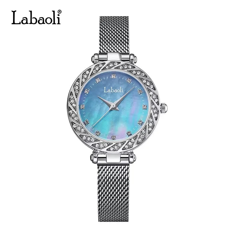 Labaoli LA092 092 Top Women 30M Life Waterproof Alloy Case Charm Fashion Ladies Watch Mesh Steel Belt Luxury Round Shape Female
