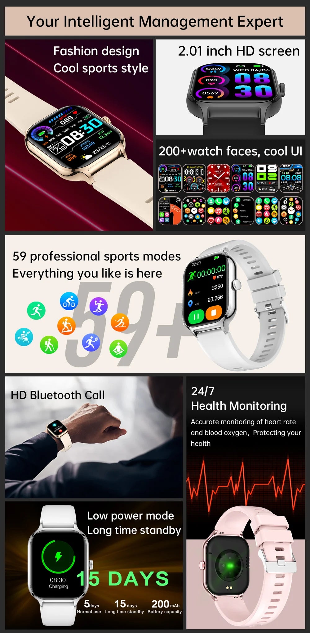 Hot Selling Z49 Smart Watch Fitness Waterproof Bt Smartwatch Watches Big Screen Women Manufacturer Custom Reloj Inteligente