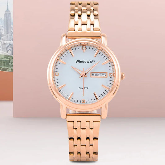 WINDOWSTIME Lady Quartz Watch Classic Luxury Stainless Steel Business Design Simple Style Alloy Case Pointer Dial OEM Watch
