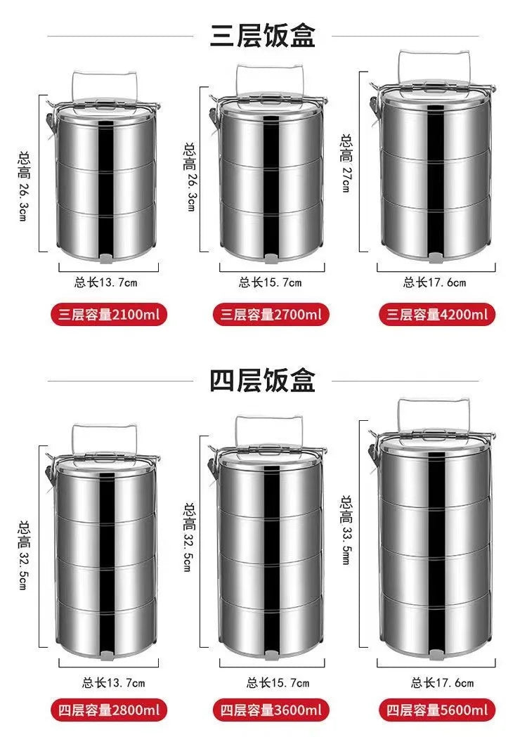 New Design 304 Stainless Steel Kids Student Bento Lunch Box Lunch Tiffin Box Heatable Freshness Preservation Features Teenagers