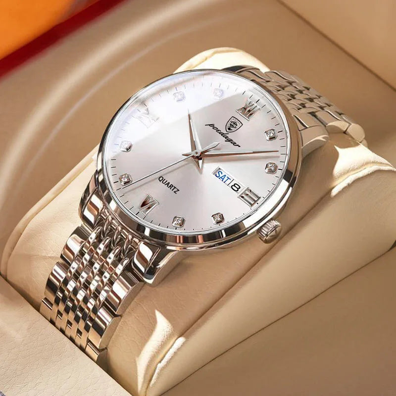 POEDAGAR Watch for Men 856 Minimalist Alloy Quartz Watches Waterproof Luminous Mens Wristwatch Clock Montre Homme Custom Watches