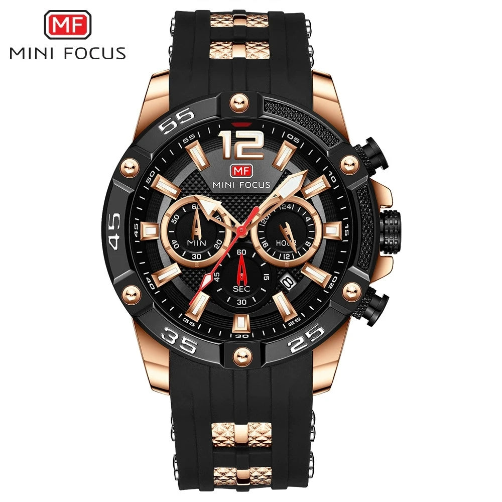 Mini Focus MF0349G MF 0349 Quartz Movement Wristwatch Waterproof Chronograph Luminous Hands Fashion Style Watch for Men Relojes