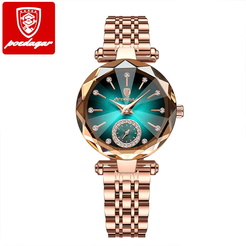 POEDAGAR 719Women Watch Fashion Leather Quartz Watch Waterproof Rose Gold Top Brand Luxury Quality Lady Wrist Watches for Gift