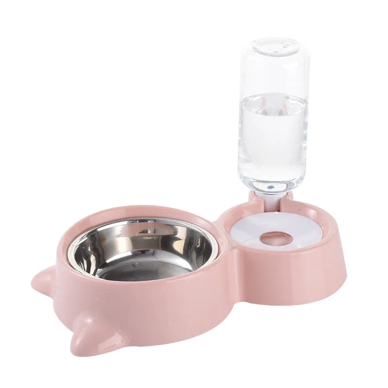 New 2-in-1 Cat Bowl Water Dispenser Automatic Water Storage Pet Dog Cat Food Bowl Food Container with Waterer Pet Waterer Feeder