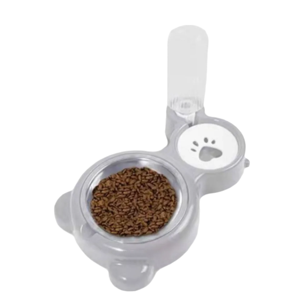 Portable 2 in 1 Pet Bowl Transparent Water Bottle Pet Feeding Automatic Feeding Bowl Pet Food Storage Dispenser Cat