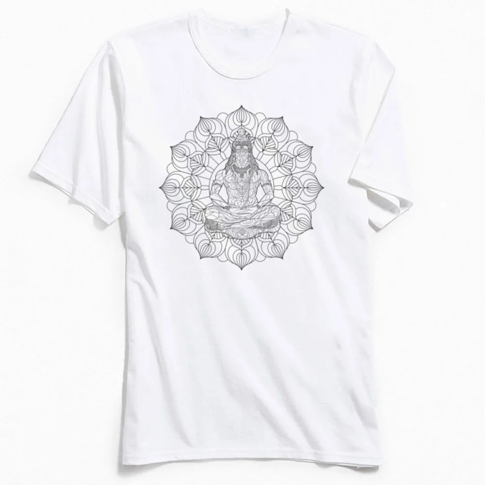 Men T Shirts Latest O-Neck SHIVA MANDALA T-shirt Mens 100% Cotton Tees Male Tops TShirt Casual Short Summer TShirts Top Quality