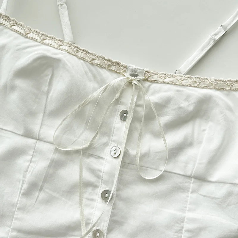 Women's Lace Up Tank Camis, Adjustable Strap, Princess Evangelina, Button Up