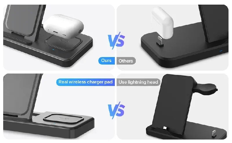 3 in 1 Wireless Charger Stand  For iPhone 16 15 14 13 12 11 X  iWatch 8 7 6  Airpods Pro 30W Foldable Fast Charging Dock Station
