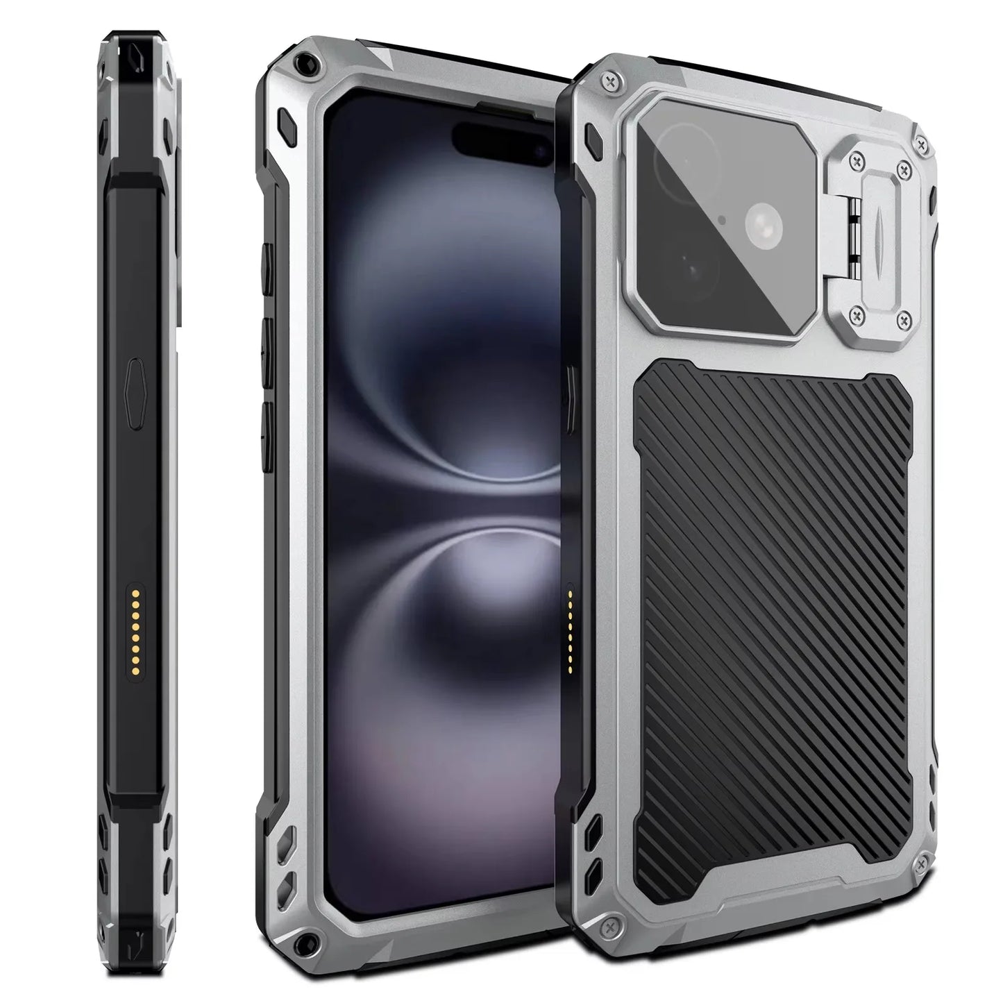 Phone Case Shockproof Cover For iPhone 16 15 Plus 14 16 Pro Max Heavy Duty Aluminum Metal Magnetic Screen Protect Camera Bracket