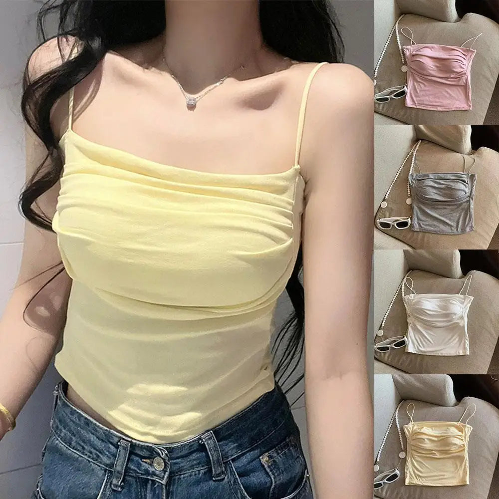 Women Casual Vest Beauty Back Camisole With Thin Straps Sexy Sleeveless Tank Tops Summer Female Bra Lingerie Tees Streetwear