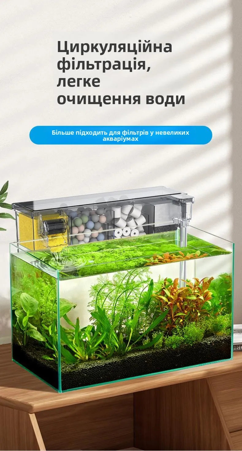 Quiet External Wall-Mounted Fi Tank Filter Small Size Water Circulation Pump Cascade Drop Box Aquarium Equipment Pet Supplies