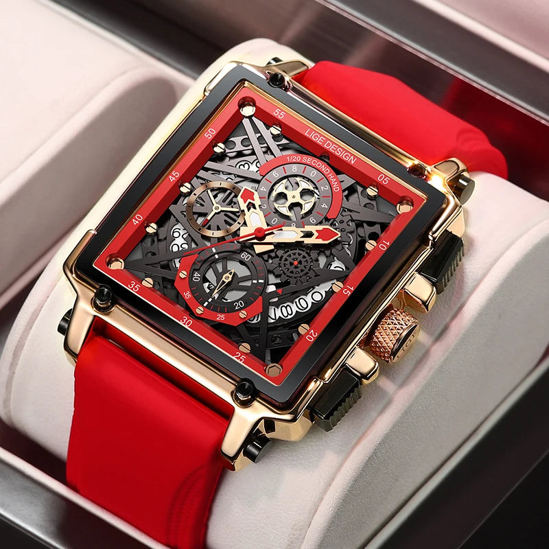 2024 New Top LIGE Brand Luxury Men Watch Business Square Watch Men Casual Sport Quartz Chronograph Clock Male Waterproof Watches