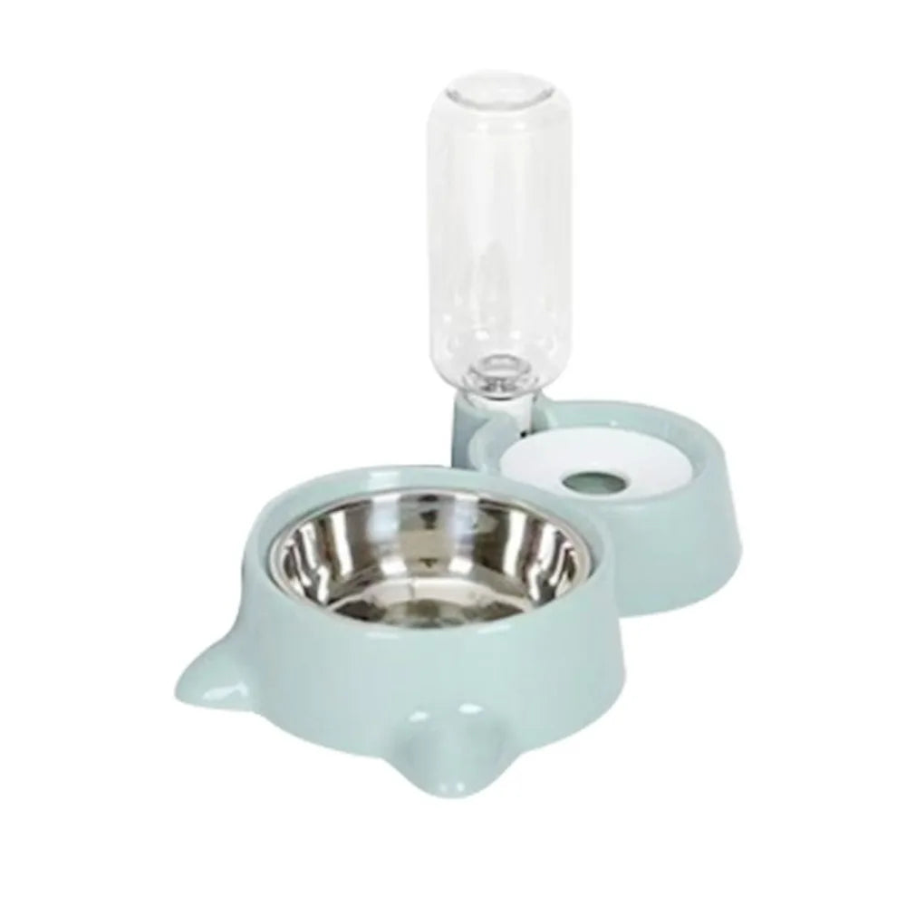 Portable 2 in 1 Pet Bowl Transparent Water Bottle Pet Feeding Automatic Feeding Bowl Pet Food Storage Dispenser Cat