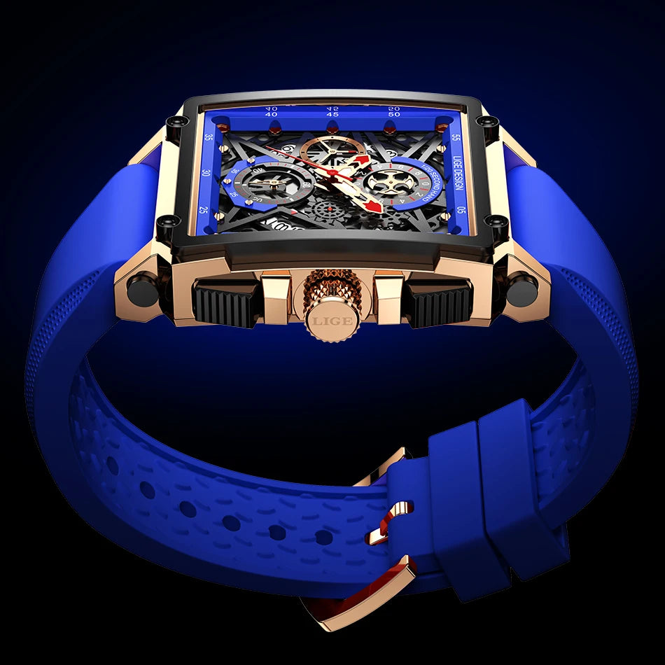 2024 New Top LIGE Brand Luxury Men Watch Business Square Watch Men Casual Sport Quartz Chronograph Clock Male Waterproof Watches