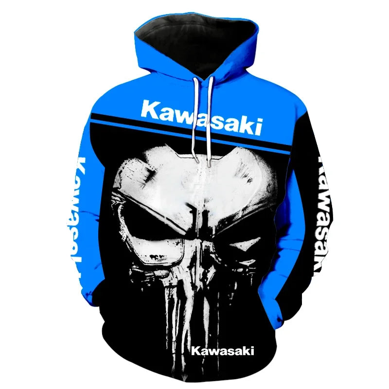 2024 Men's Sports Outdoor Sweater&Punisher Hoodie 3D Digital Print Zipper Hoodie Motorcycle Racing Suit Tops