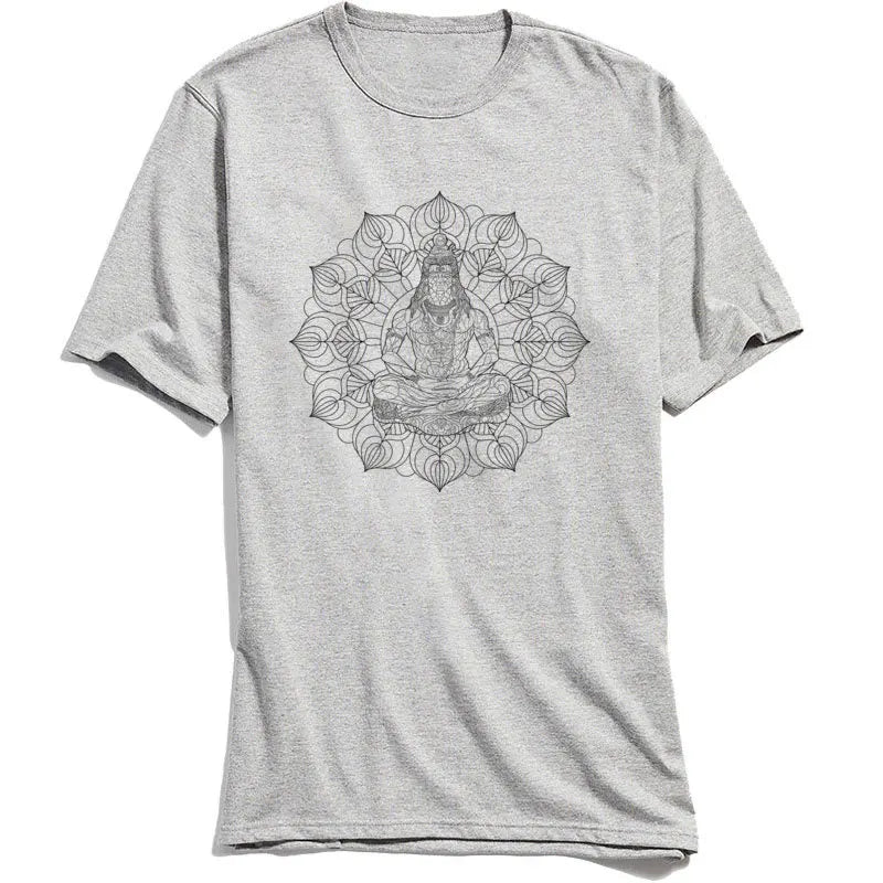 Men T Shirts Latest O-Neck SHIVA MANDALA T-shirt Mens 100% Cotton Tees Male Tops TShirt Casual Short Summer TShirts Top Quality