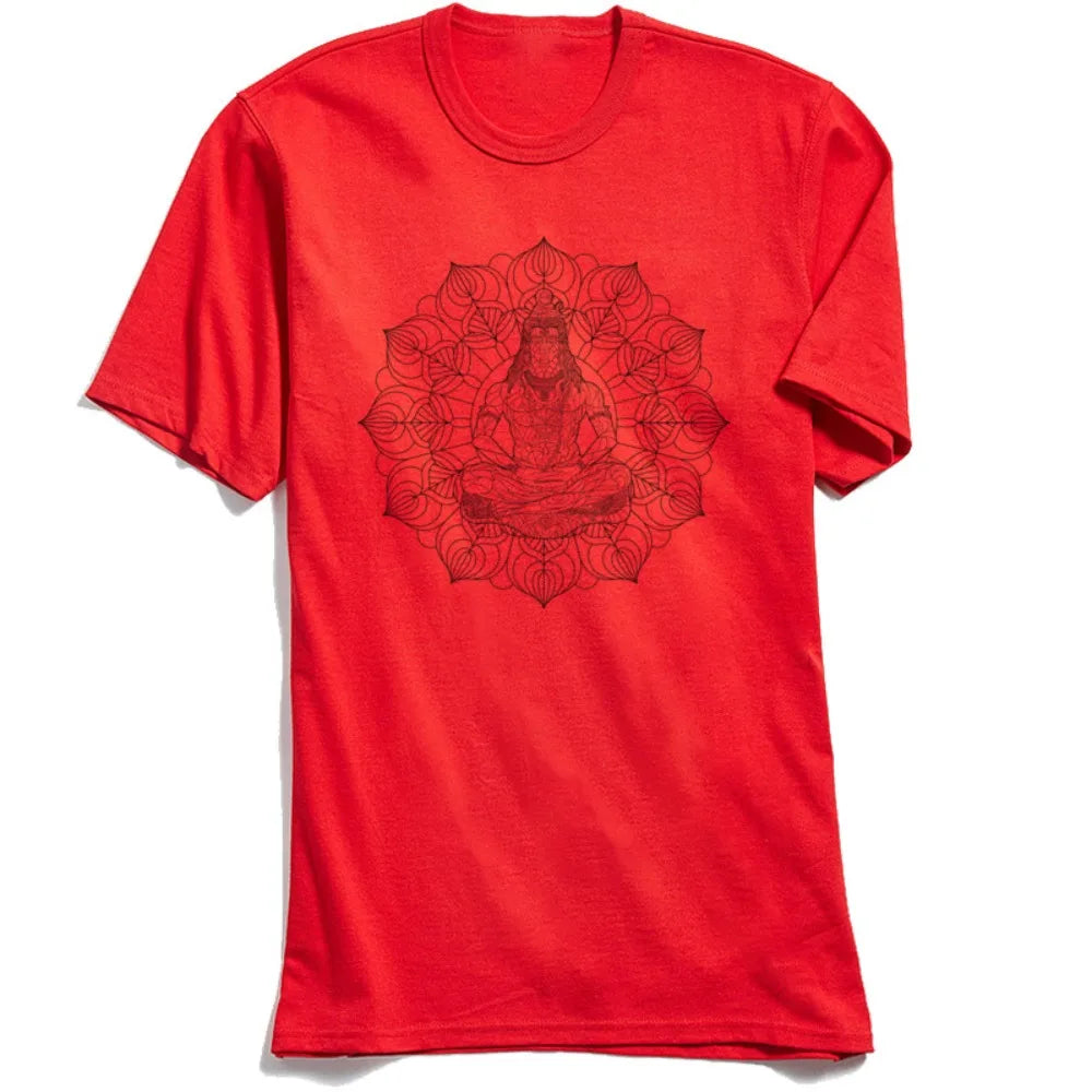 Men T Shirts Latest O-Neck SHIVA MANDALA T-shirt Mens 100% Cotton Tees Male Tops TShirt Casual Short Summer TShirts Top Quality