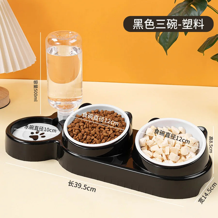 Functional  Double Pet Bowls Neck Protection for Cats Dogs Non-Tip Design for Feeding, Elevate Your Pet's Meal Time